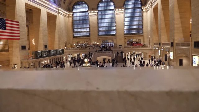 Grand Station Central / Terminal in New York City, USA. Inside the train station in the city. reveal Shot