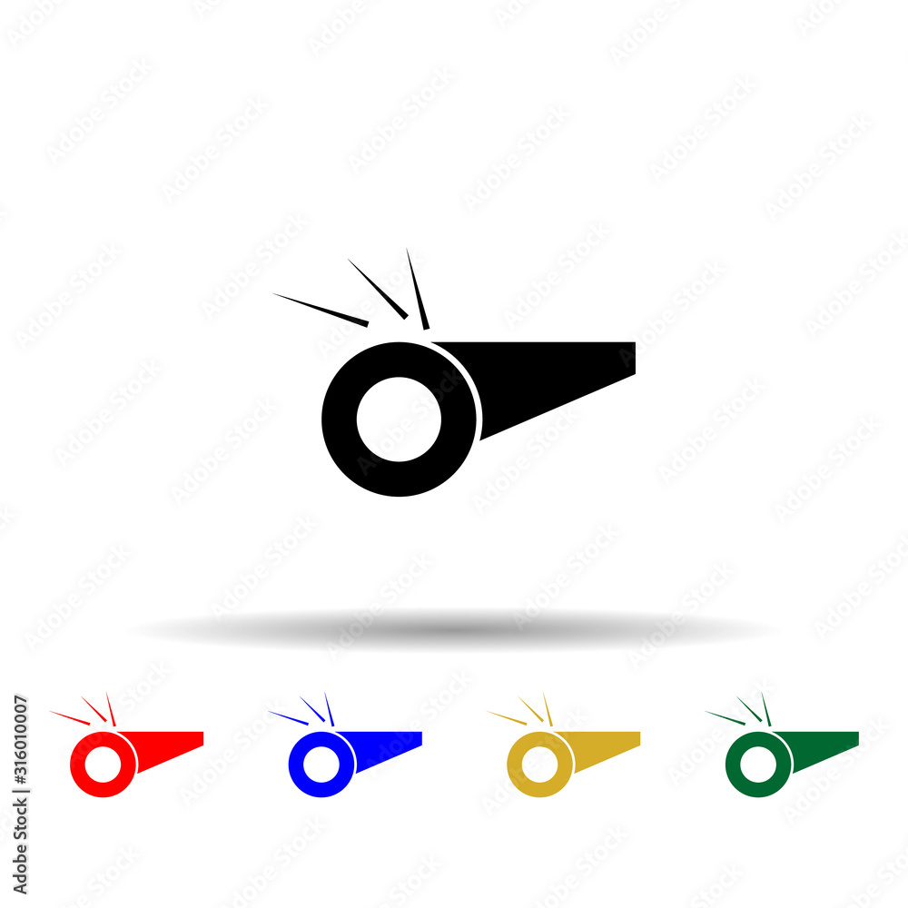 Poster whistle multi color style icon. simple glyph, flat vector of web icons for ui and ux, website or mob