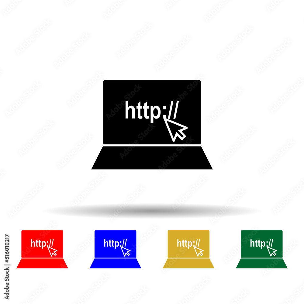 Poster internet in the laptop multi color style icon. simple glyph, flat vector of web icons for ui and ux,