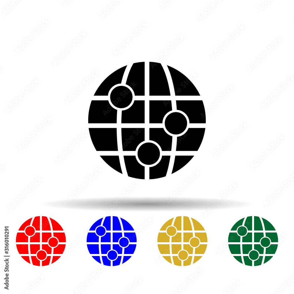 Poster points on the map multi color style icon. simple glyph, flat vector of web icons for ui and ux, webs