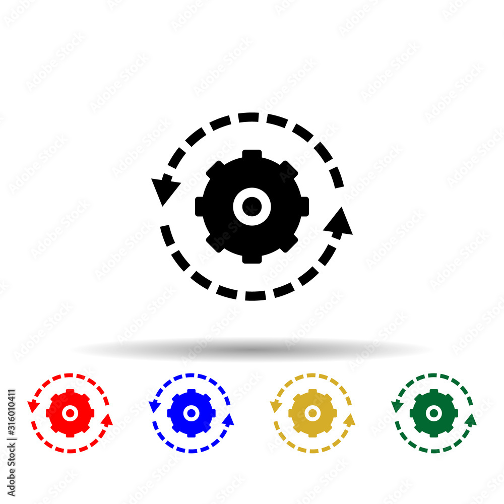 Poster rotation of the mechanism multi color style icon. simple glyph, flat vector of web icons for ui and 