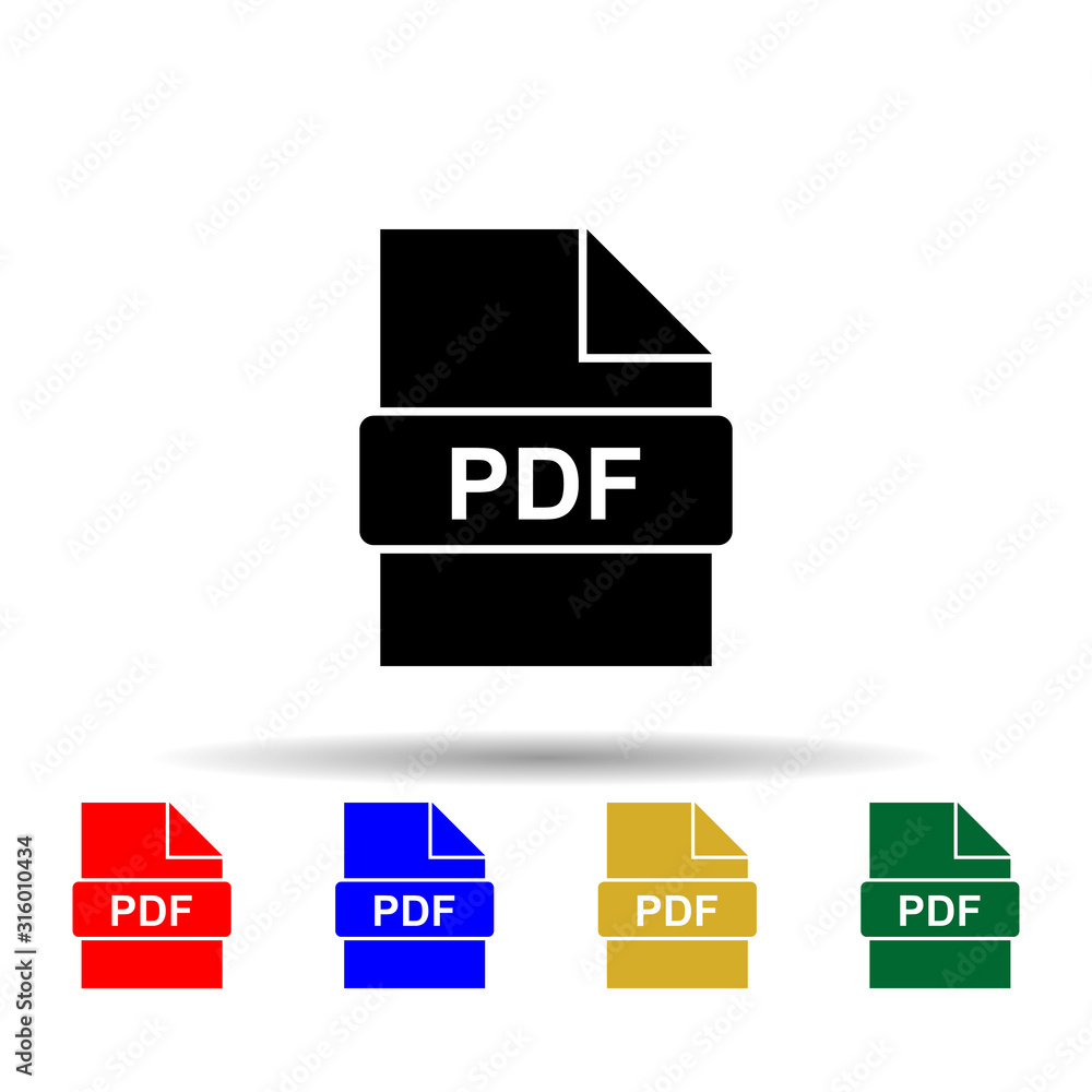 Poster pdf file multi color style icon. simple glyph, flat vector of web icons for ui and ux, website or mo