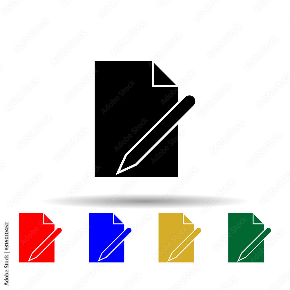 Poster pen and paper multi color style icon. simple glyph, flat vector of web icons for ui and ux, website 