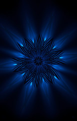 Abstract dark blue neon background. Lines and light rays. Abstract light.