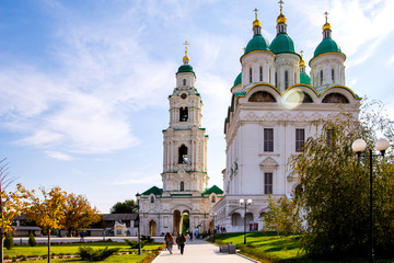 Uspensky Cathedral and Bell Tower of the Kremlin in Astrakhan, Russia