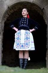 Slovakian folklore Traditional woman costume. 