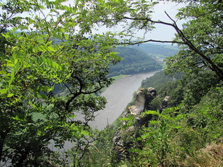 View over the Elbtal and the Elbe from the Bastei in the Saxon Switzerland, Germany