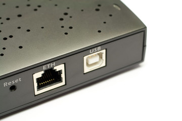 Old router isolated on white background