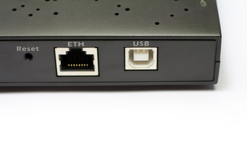 Old router isolated on white background