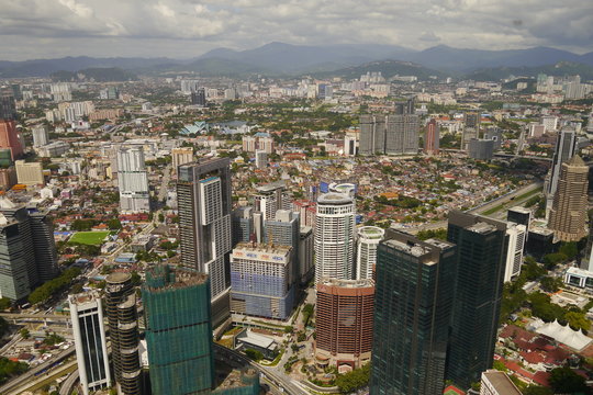 Wolkenkratzer in Kuala Lumpur aus der Vogelperspektive