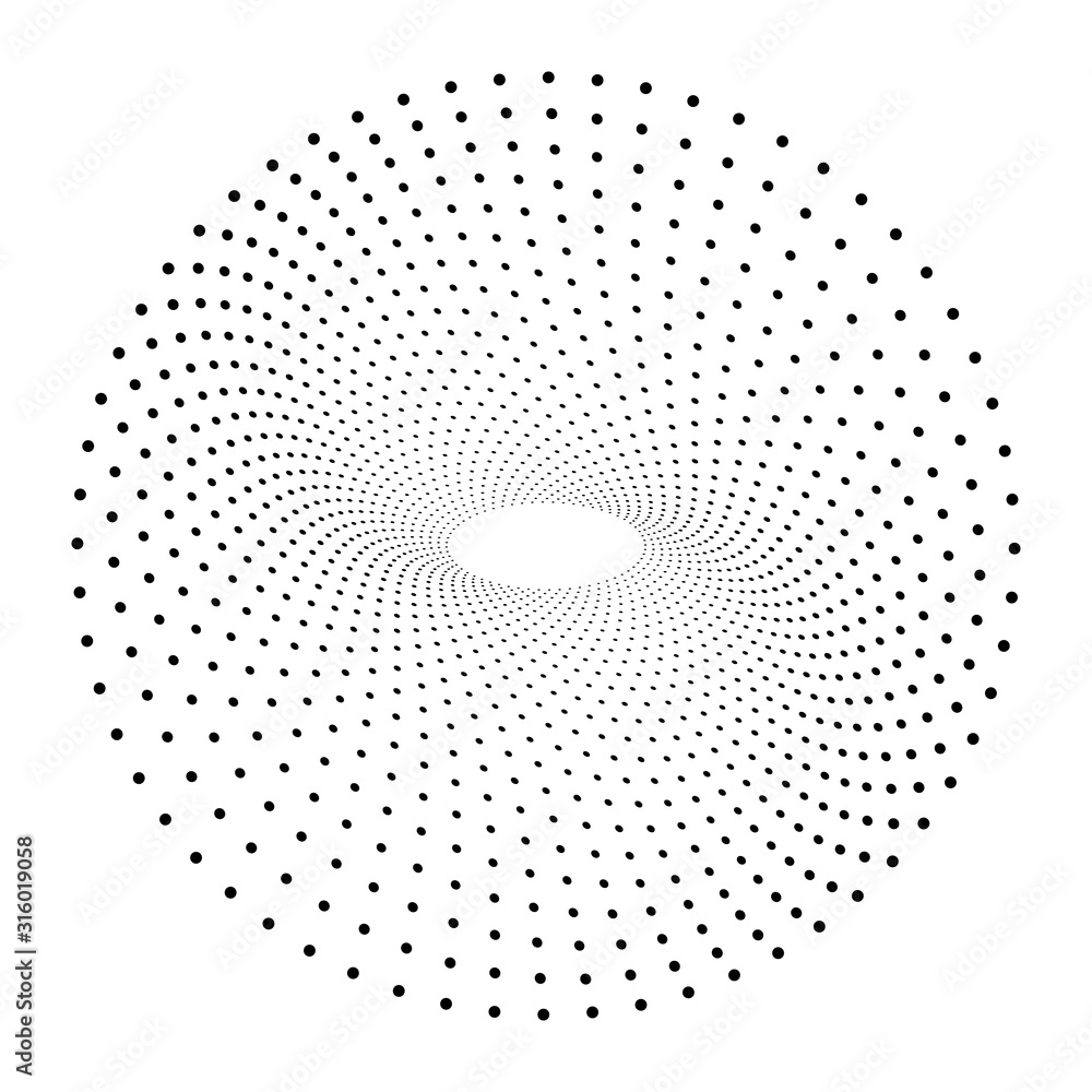 Poster abstract circle of black dots. halftone effect. modern design vector background
