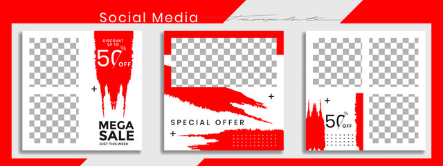Editable social media post templates, Facebook, Instagram story collections and post frame, layout designs, Mockup for marketing promotions, covers, banner, backgrounds, square puzzles, vector element