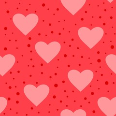 Heart pattern. Love seamless dotted background. Great for Valentines Day, wedding. Vector repeated design. Cartoon flat