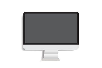 Realistic Computer Monitor Display with a blank screen on a white background