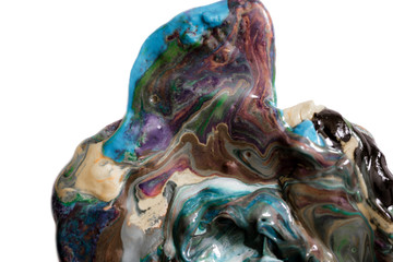 Plasticine set isolated on white. Colorful rainbow. The colors were mixed. Bright background