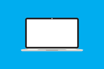 Laptop in trendy flat style with empty screen. Mock up design template. Notebook with a blank display. Vector illustration element