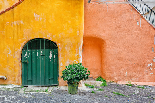 Procida (Italy) - Colored walls of houses in Procida, a little island in Campania, southern Italy