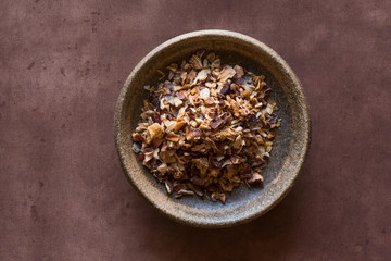 Dried Diced Shallots in a Bowl