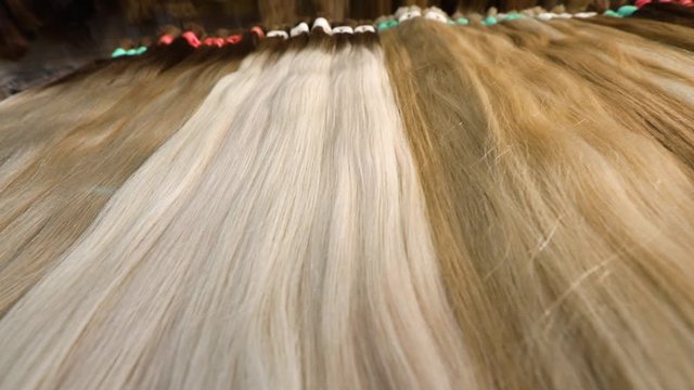 Blonde hair for extension, blonde natural hair for extension at the stand