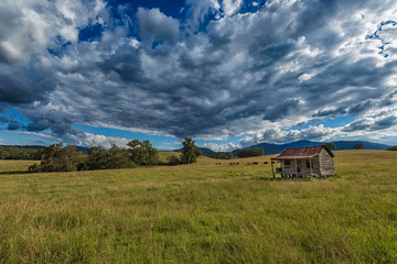 Fototapeta na wymiar An old time hut on a rural property in Southeast Queensland