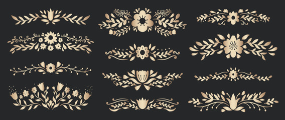 Set divider flora ornament.Decoration element design.