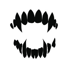 vampire teeth vector isolated on white background - obrazy, fototapety, plakaty
