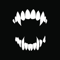 Vampire teeth vector isolated on black background - obrazy, fototapety, plakaty