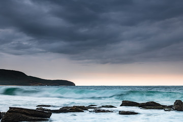 Moody Morning Seascape with Wave Curl