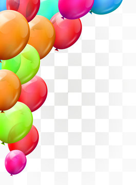 Balloon brunch on transparent background. Greeting, happy birthday concept.