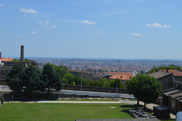 Fototapeta na wymiar View of Lyon from an old stadium