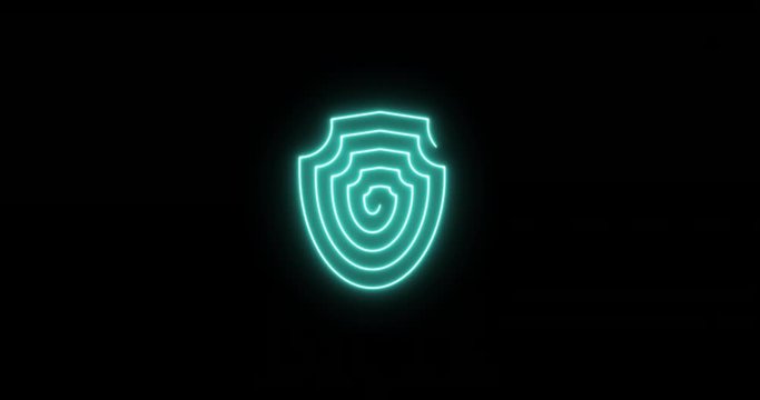 Beautiful shield blue neon spiral background.