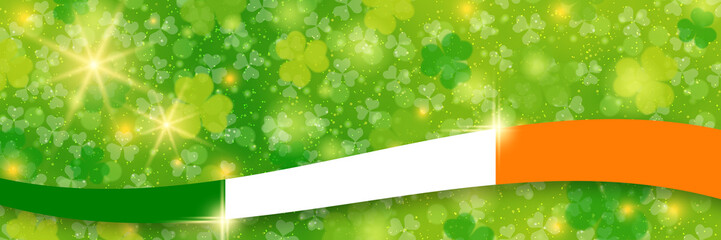St.Patrick's Day green vector background with clover leaves