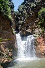 Fototapeta na wymiar Waterfalls in the peruvians andes