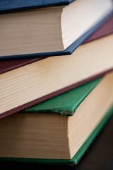 Closeup of a stack of books