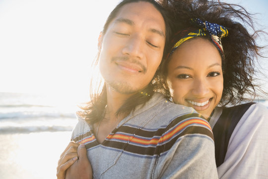 Affectionate Couple On Beach