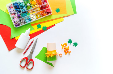 Leprechaun paper craft. St.Patrick 's Day. Material for creativity.