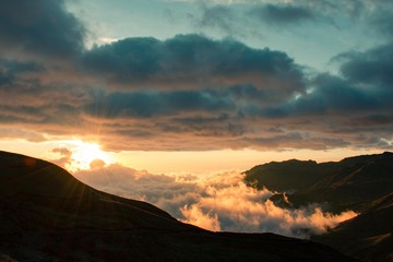 sunset in the mountains