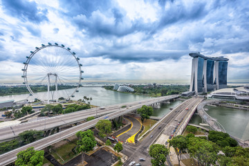 Bird eyes view of Singapore City skyline in Singapore.