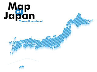 ドットとグラデーションの立体的な日本地図のイラスト｜黄色系・ビジネスグラフィック素材 - 316050632