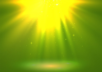 Abstract magic light background. Golden holiday burst.