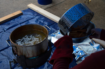Deep Frying French Fries for Thanksgiving Outside At Home