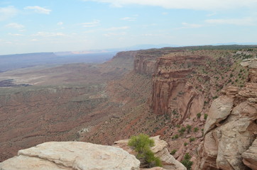 Early Summer in Utah: Looking Toward Grand View Point at the End of the Island in the Sky Plateau from Buck Canyon Overlook in Canyonlands National Park