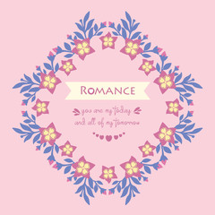 Unique pattern of leaf and flower frame, for romance greeting card wallpaper concept. Vector