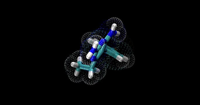Pyrimethamine anti-parasite drug spinning on Y axis