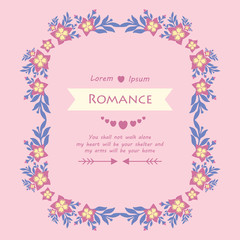 Simple pattern of Leaf and pink wreath frame, for romantic greeting card design. Vector