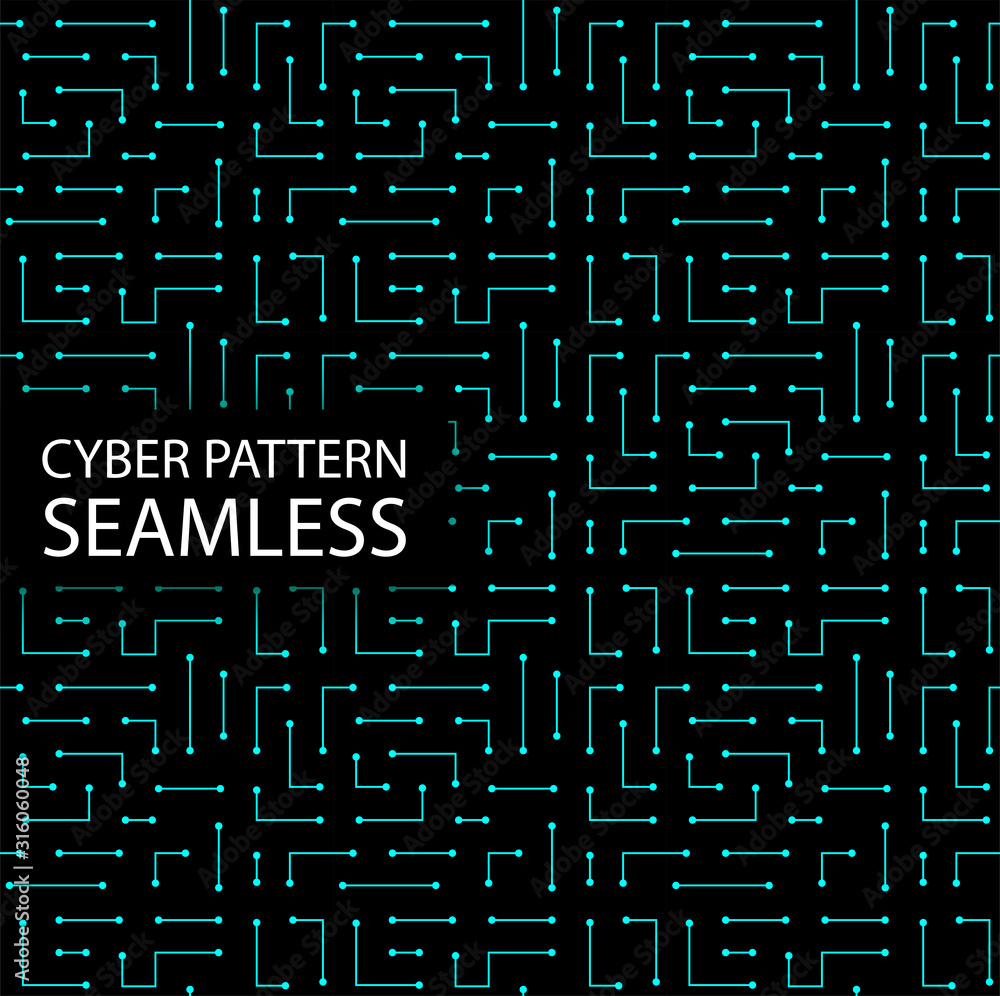 Leinwandbilder Seamless cyber pattern. Circuit board texture. Digital high tech style vector background