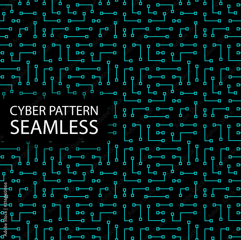 Leinwandbilder Seamless cyber pattern. Circuit board texture. Digital high tech style vector background