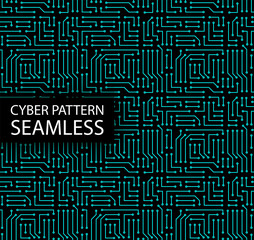 Seamless cyber pattern. Circuit board texture. Digital high tech style vector background