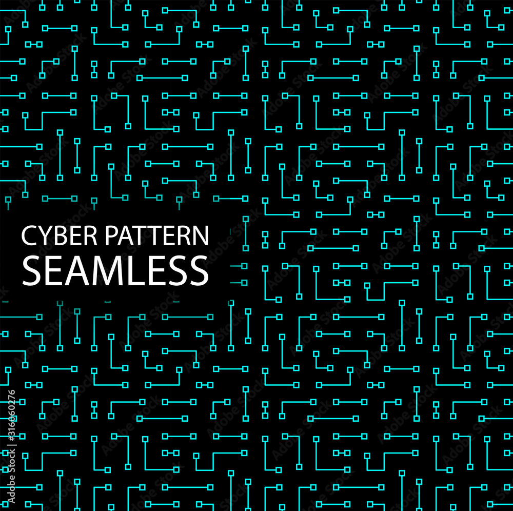 Leinwandbilder Seamless cyber pattern. Circuit board texture. Digital high tech style vector background