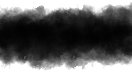 Watercolor Splash Hand Drawn Stain on White Background. Painting of a Minimalist Black Spot with Paint Streaks. Dark Cloud Line